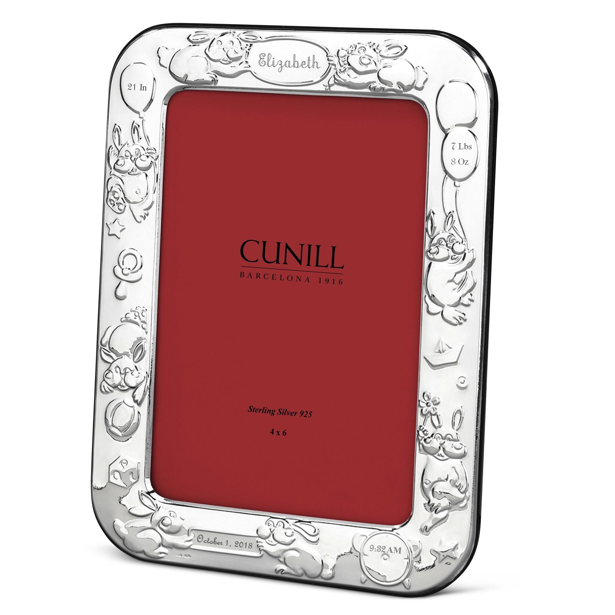 Cunill Bunnies Sterling Silver 4x6 Birth Record Picture Frame — additional view