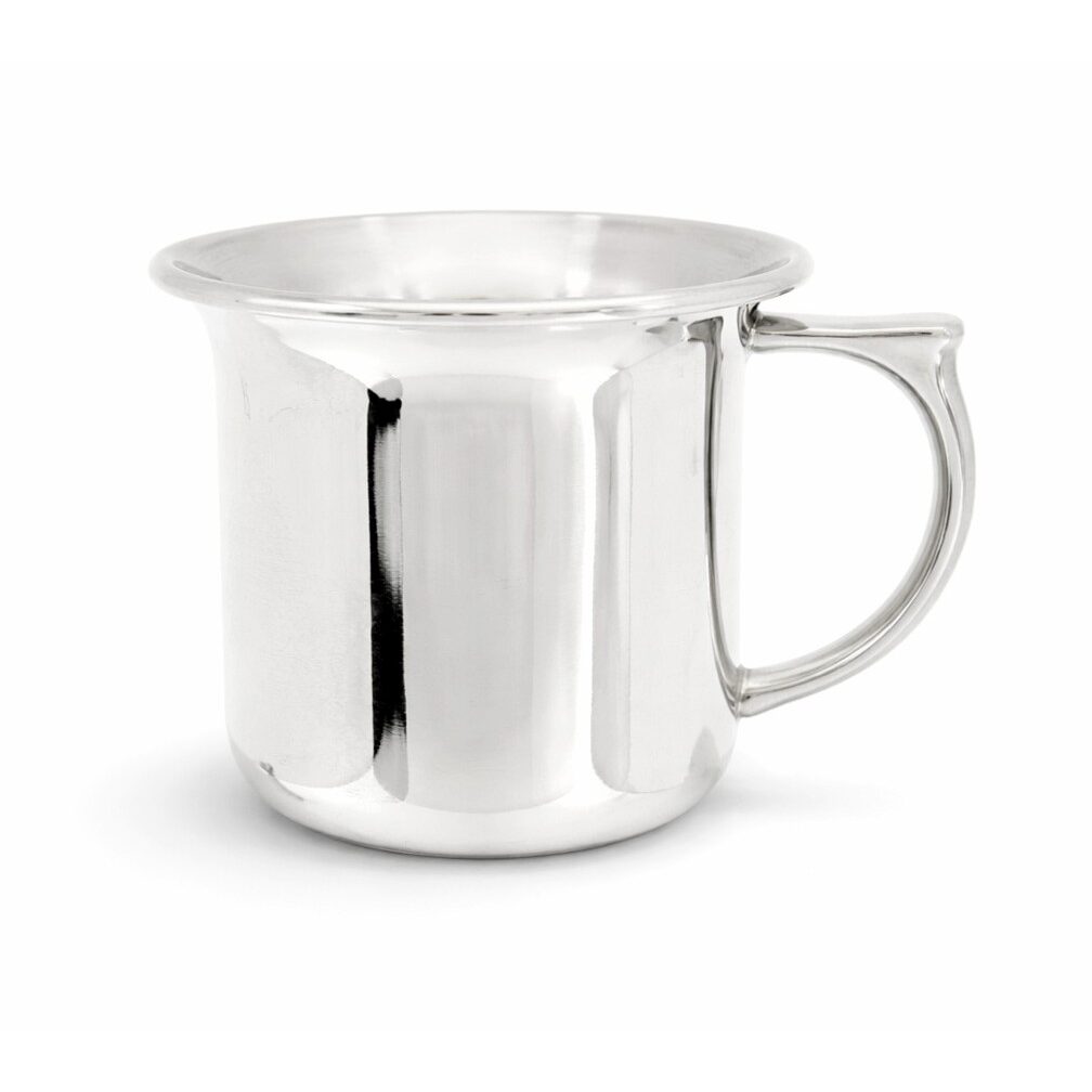 Cunill Cape Cod Polished Pure Pewter Baby Cup - Handmade in the USA, pewter baby cup, on a white background