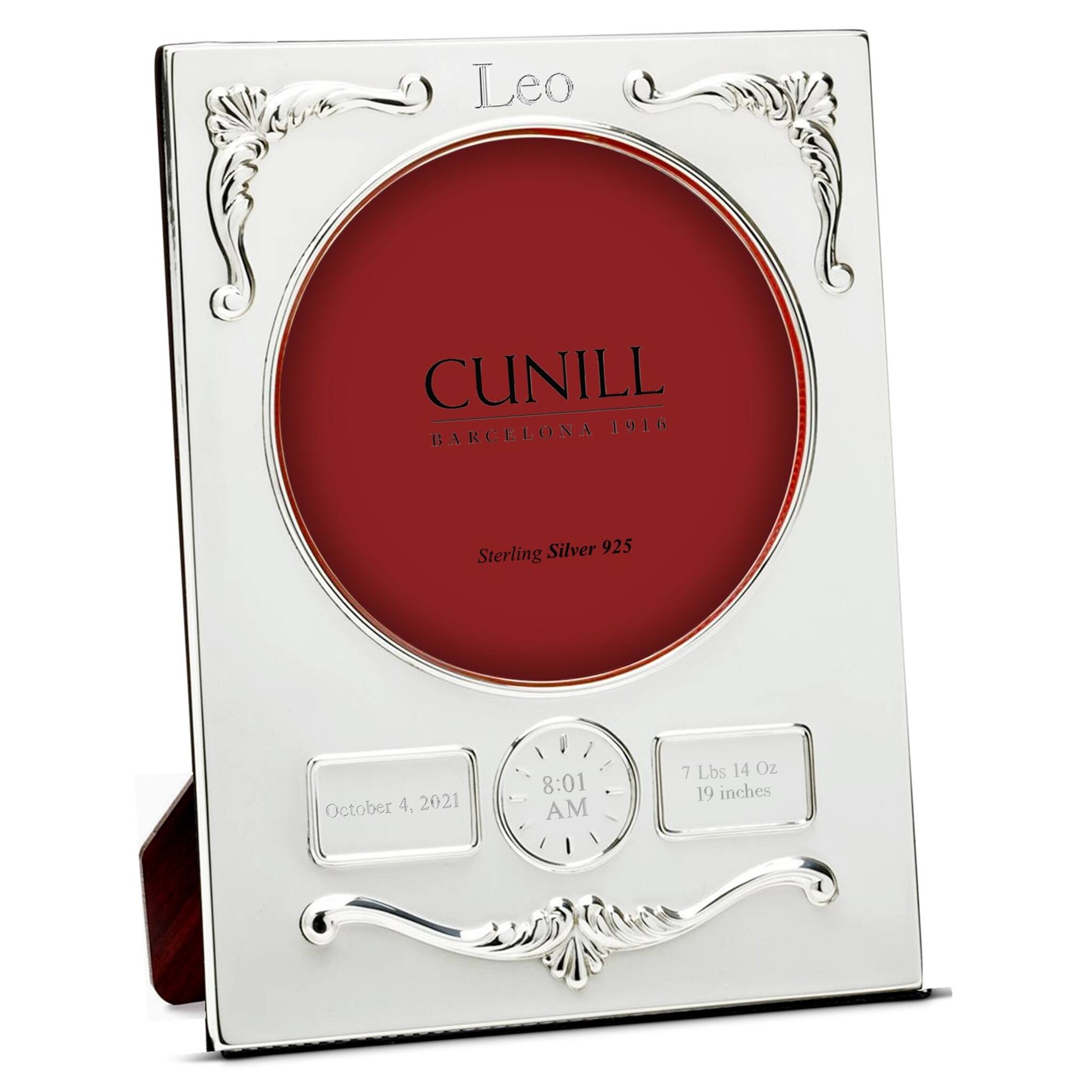 Cunill Classic Sterling Silver 3.5'' Round Photo Birth Record Picture Frame — additional view