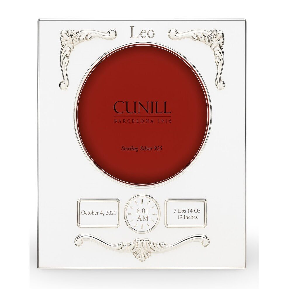 Cunill Classic Sterling Silver 3.5'' Round Photo Birth Record Picture Frame — additional view
