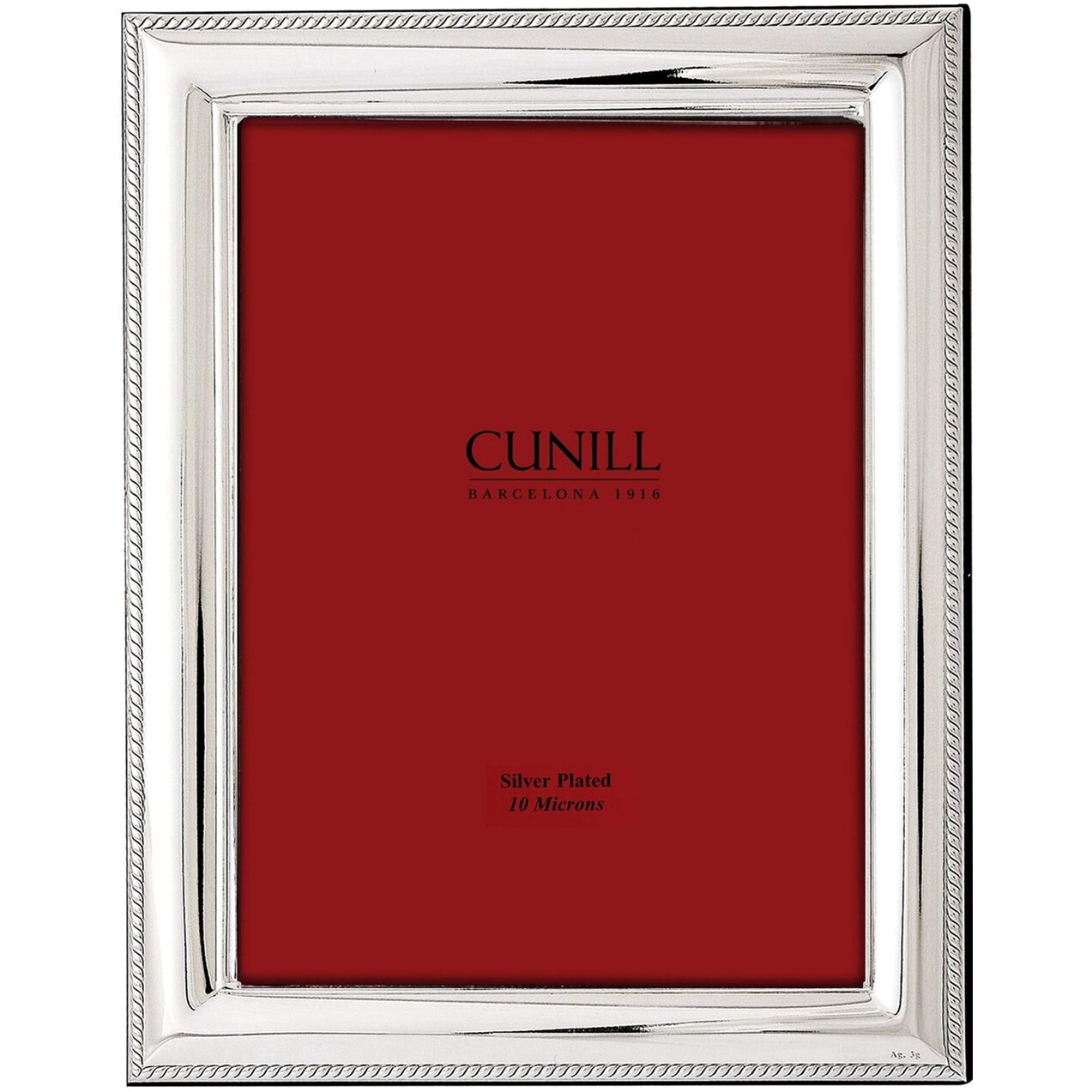 Cunill Cord Non-Tarnish Silverplated 4x6 Picture Frame, silver plated picture frame, on a white background