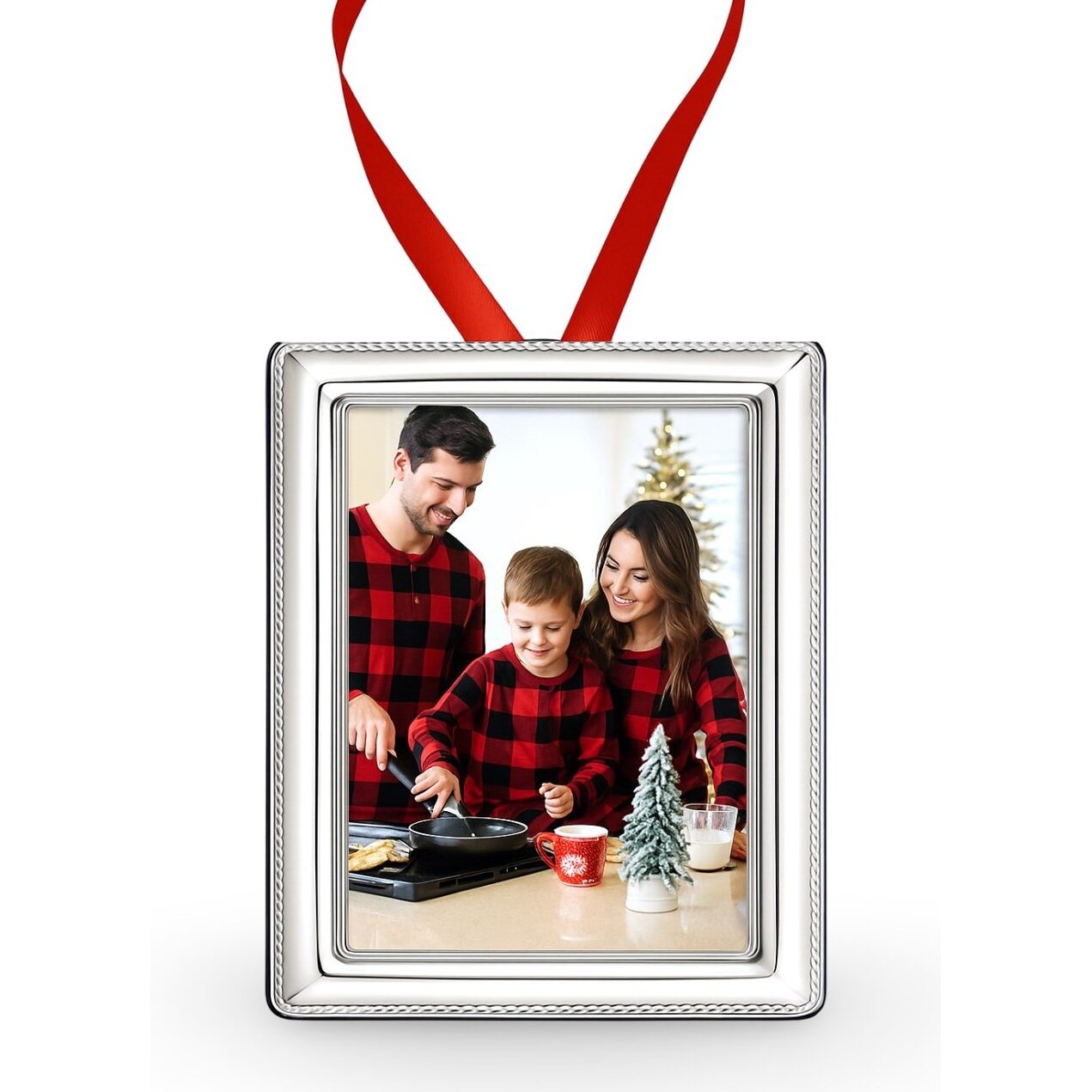 Cunill Cord Sterling Silver 2.5"x3.5" Ornament Frame, sterling silver picture frame, on a white background