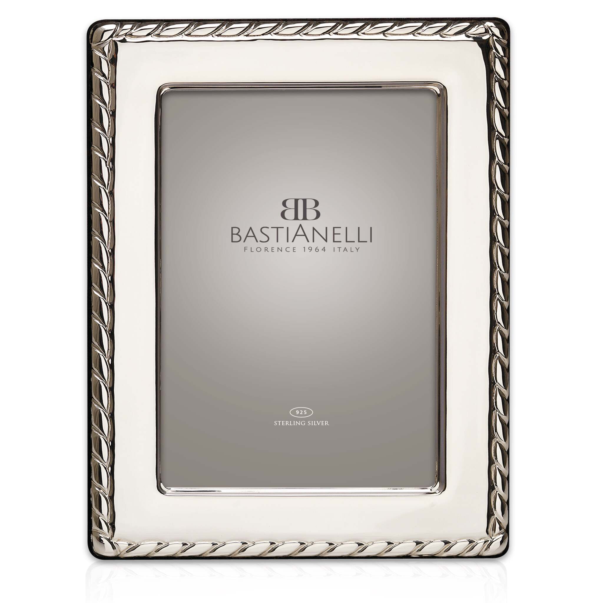 Cunill 'Corda' 4x6 Sterling Silver Picture Frame, sterling silver picture frame, on a white background