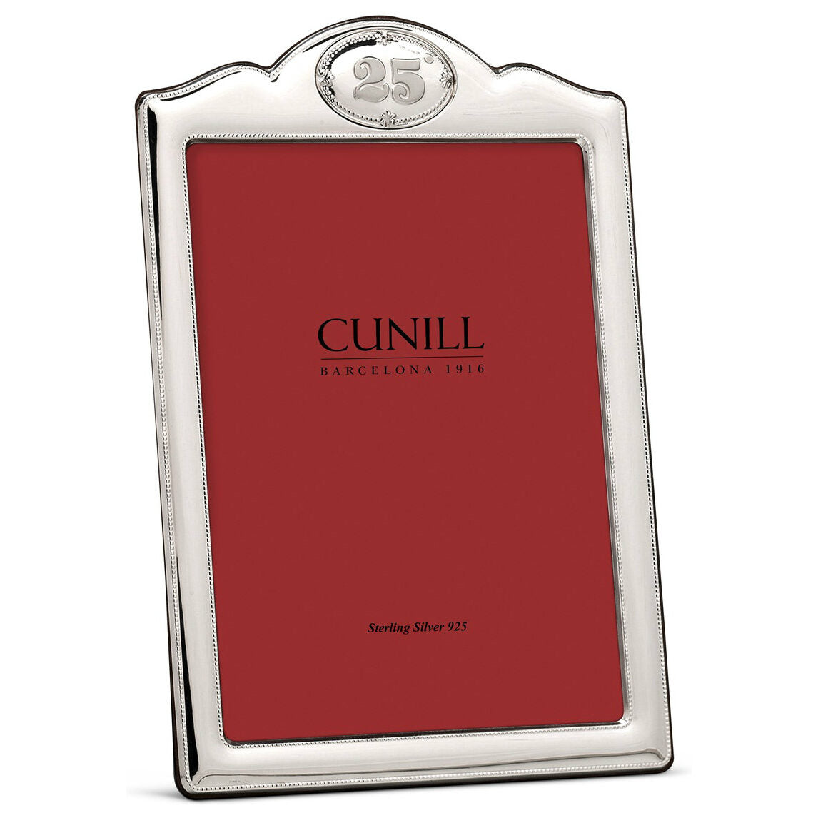 Cunill Sterling Silver 25th Anniversary 8x10 Picture Frame, sterling silver picture frame, on a white background