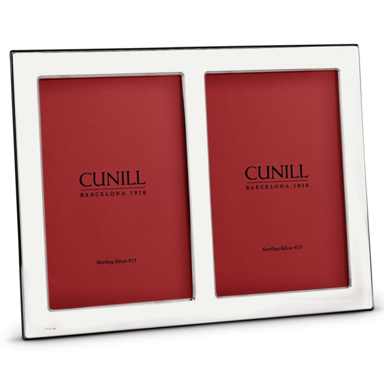 Cunill Sterling Silver Plain Double 2x3 Picture Frame, sterling silver picture frame, on a white background
