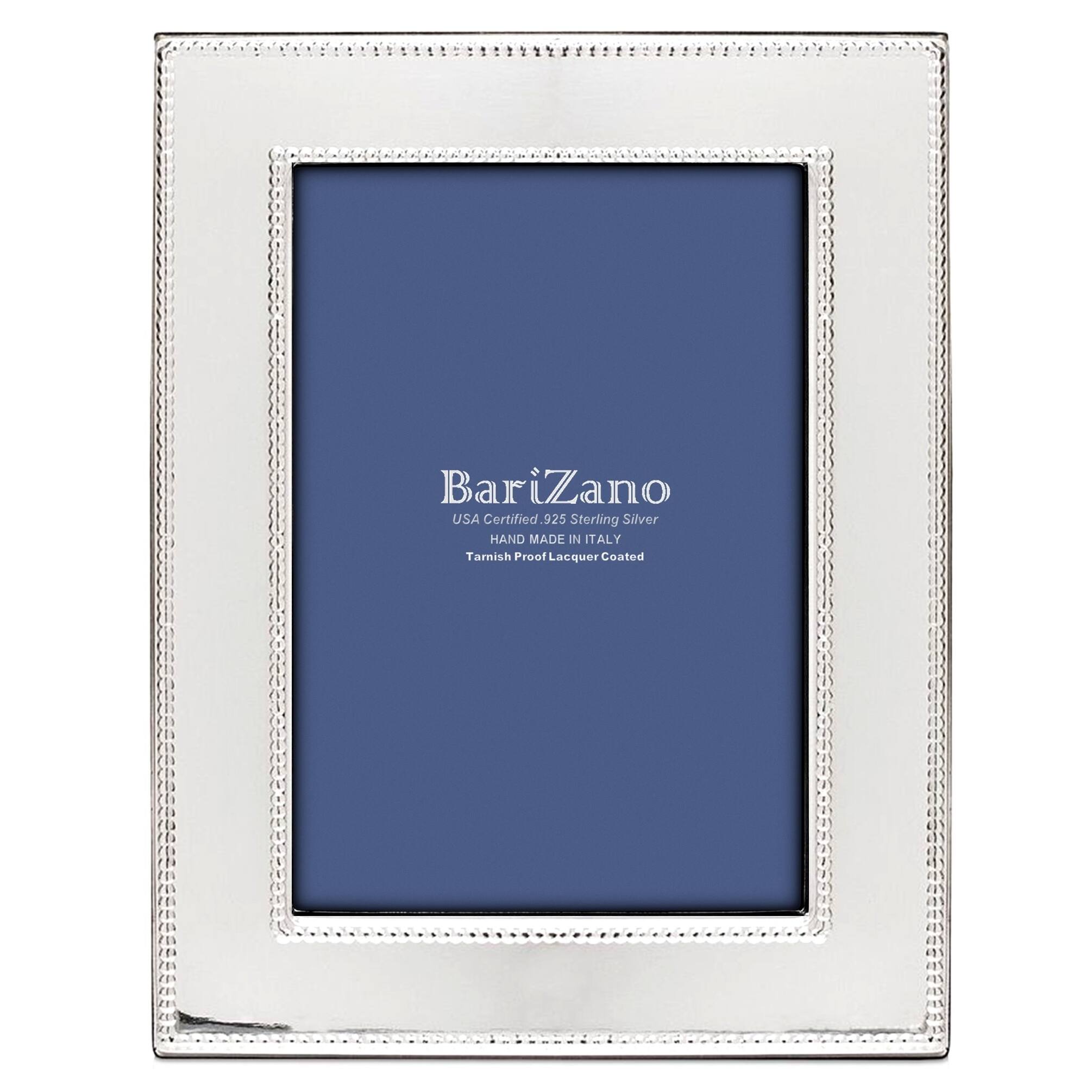 Cunill 'Double Edge Bead' 5x7 Non-Tarnish 925 Sterling Silver Frame, sterling silver picture frame, on a white background