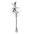 Cunill Duck Sterling Silver Baby Rattle, sterling silver baby rattle, on a white background