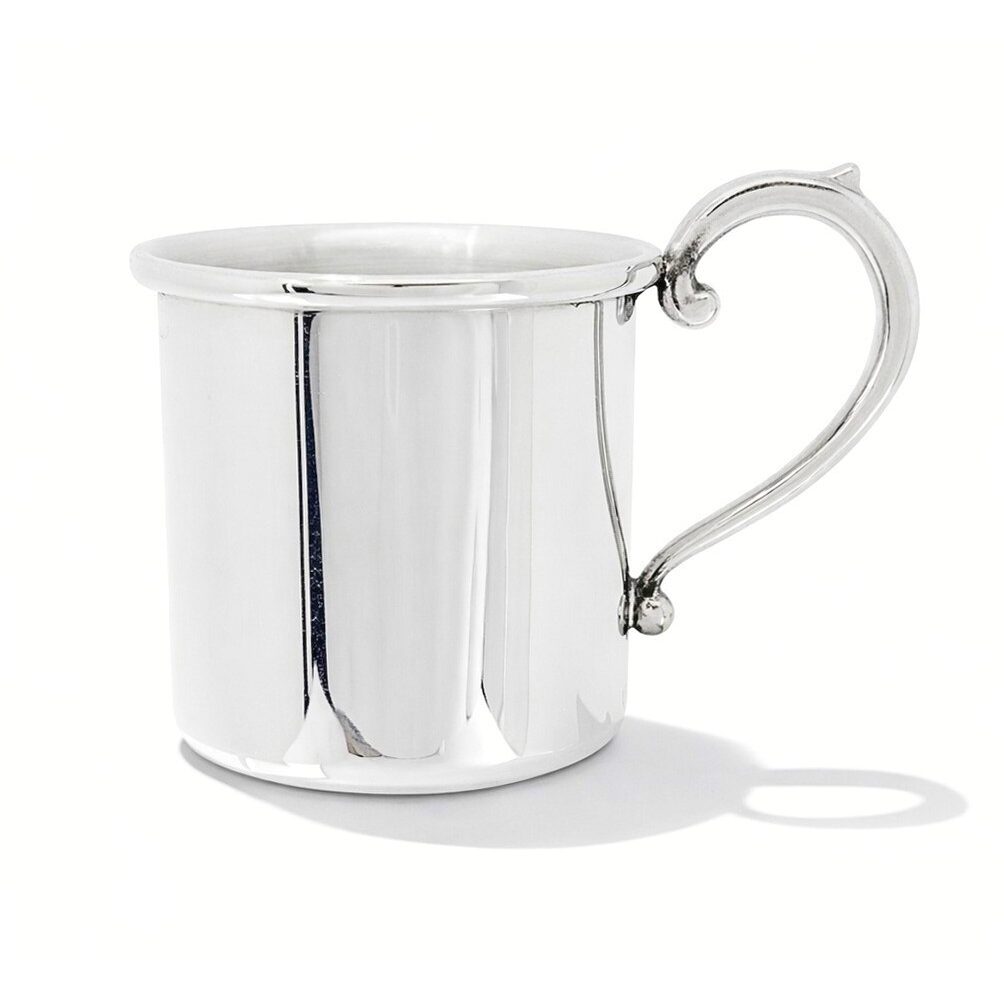Cunill Fairfield Polished Pure Pewter Baby Cup - Handmade in the USA, pewter baby cup, on a white background