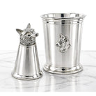 Cunill Fox Head Pewter Julep & Jigger Set-Handmade in the USA, pewter mint julep cup, on a white background