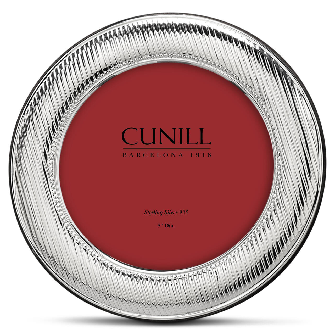 Cunill Galaxy Non-Tarnish 5" Round Sterling Silver Picture Frame, sterling silver picture frame, on a white background