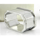 Cunill Hexagonal Pewter Personalized Napkin Rings Set of 6, pewter napkin ring, on a white background