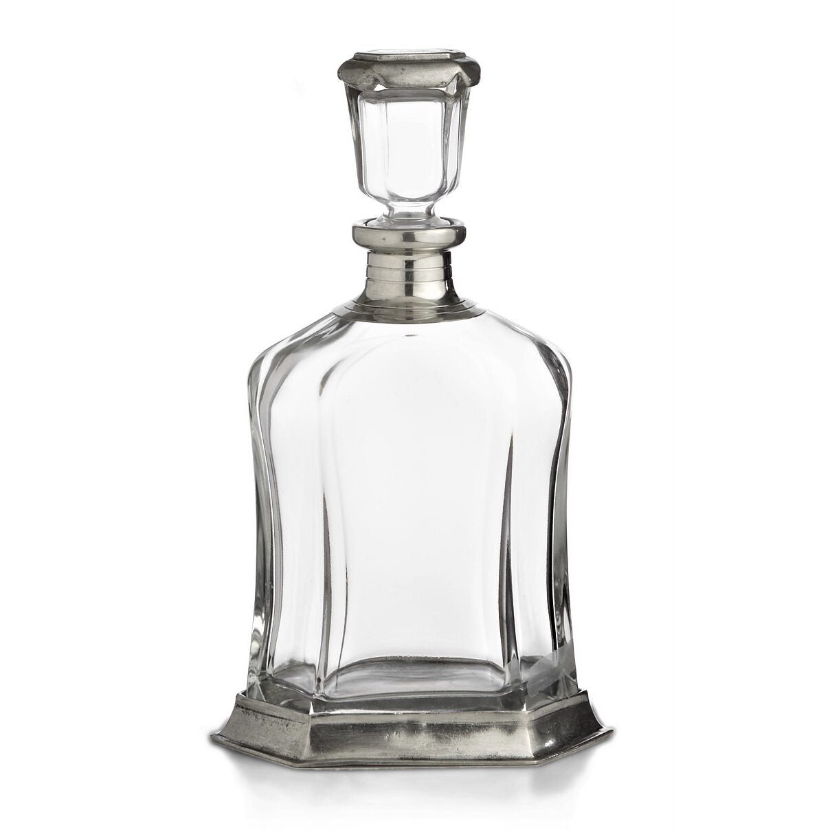 Cunill 'Italia' Pewter and Glass Decanter, pewter liquor decanter, on a white background
