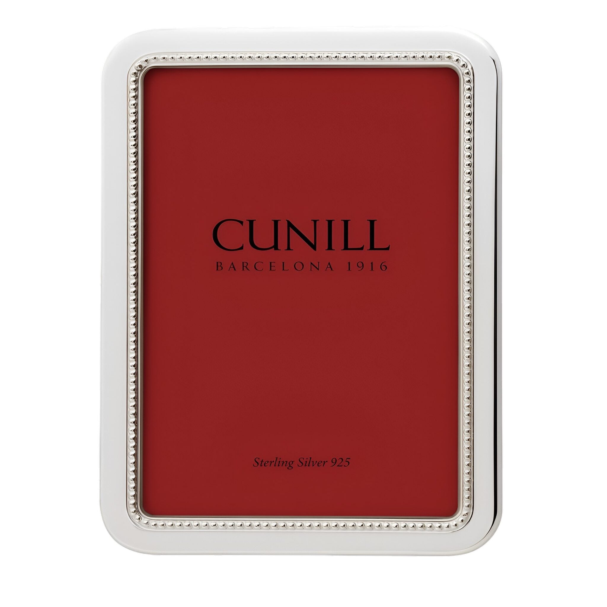 Cunill 'Manchester Bead' 8x10 Non-Tarnish Sterling Silver Picture Frame, sterling silver picture frame, on a white background