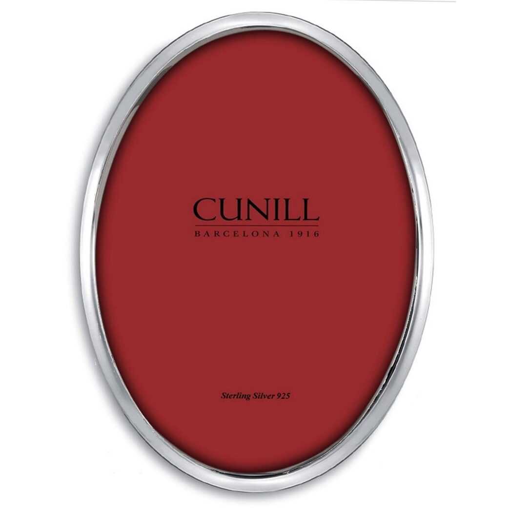 Cunill 'Mayfair Oval' 5x7 Non-Tarnish Sterling Silver Picture Frame, sterling silver picture frame, on a white background