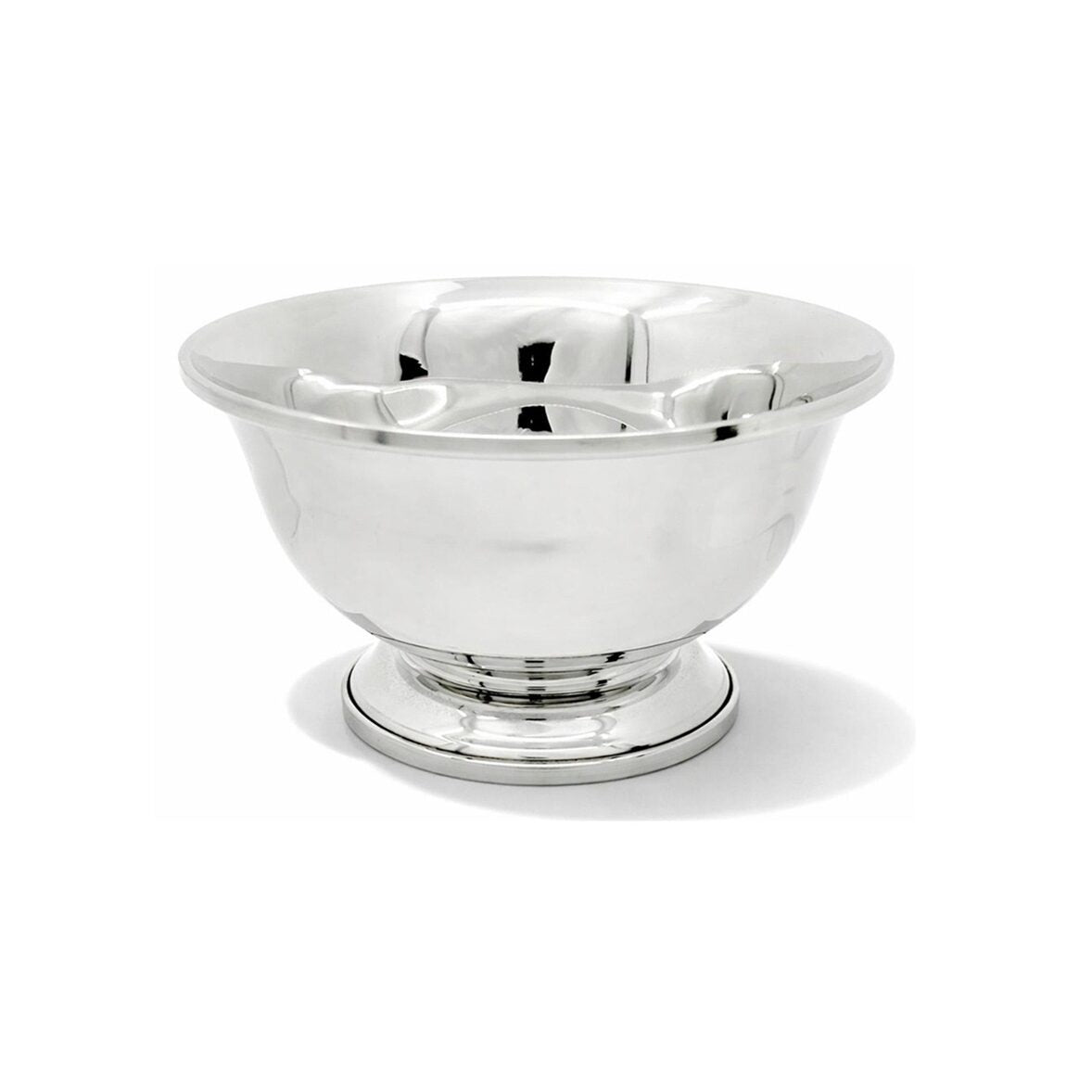 Cunill Mirror Polished 6" Diameter Pewter Paul Revere Bowl, pewter decorative bowl, on a white background