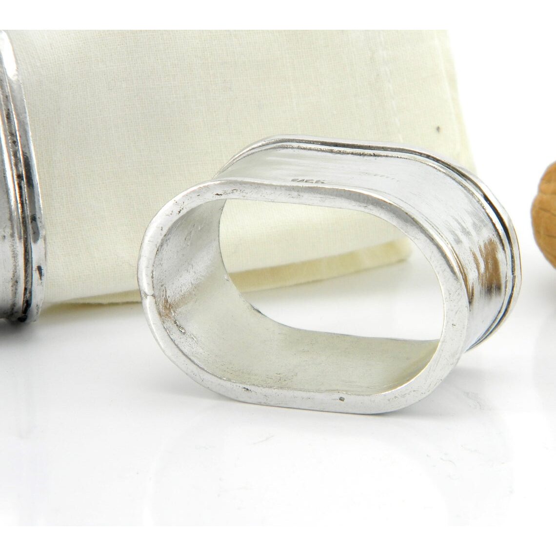 Cunill Oval Pewter Napkin Ring-Set of 2 — additional view