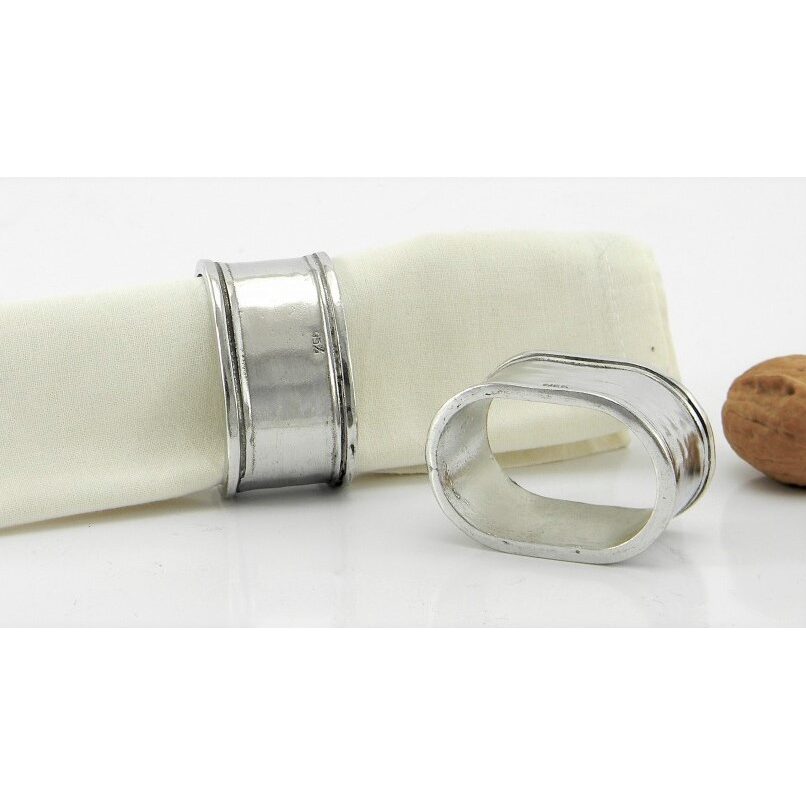 Cunill Oval Pewter Napkin Rings Set of 6, pewter napkin ring, on a white background