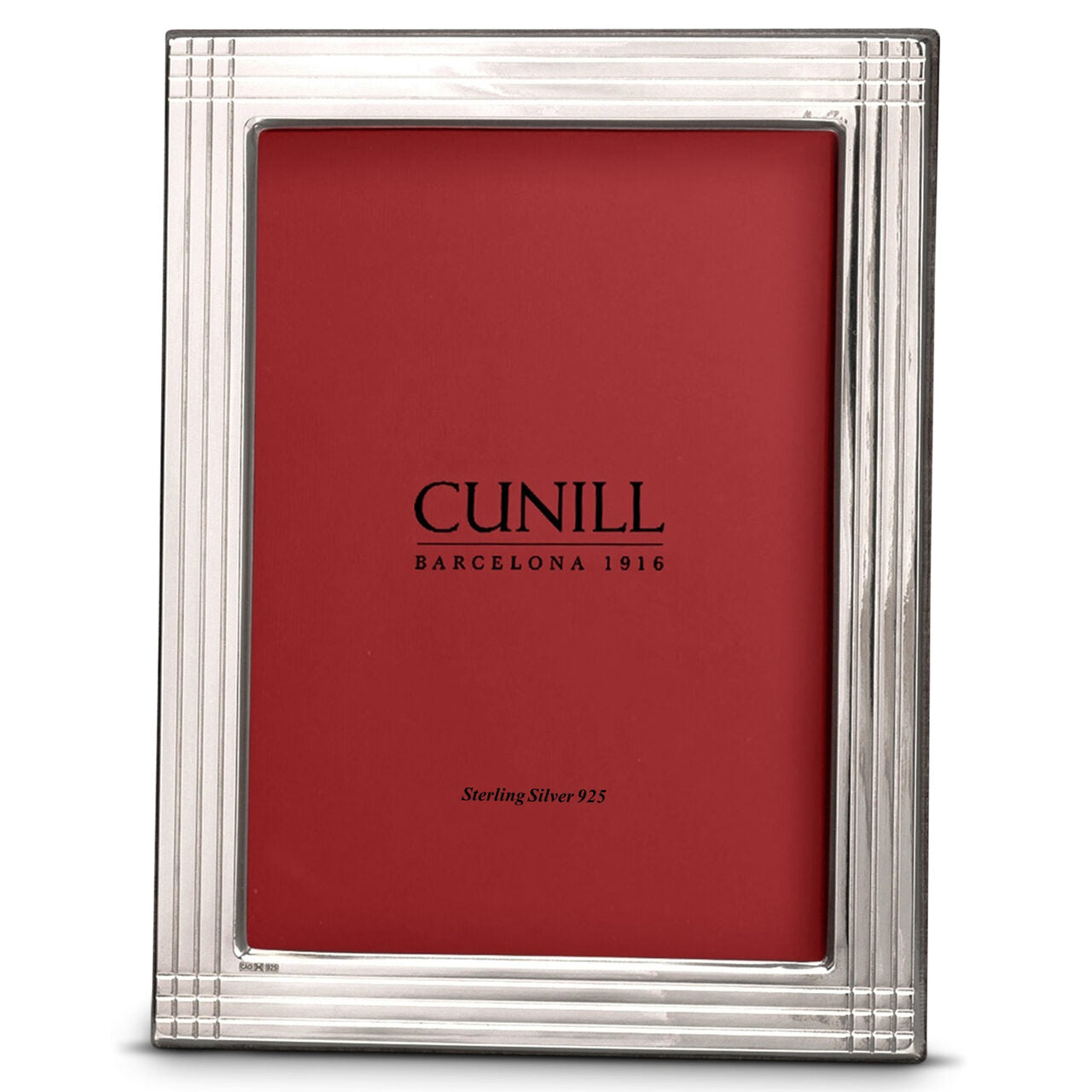 Cunill Pinstripe 4x6 Non-Tarnish Sterling Silver Picture Frame, sterling silver picture frame, on a white background