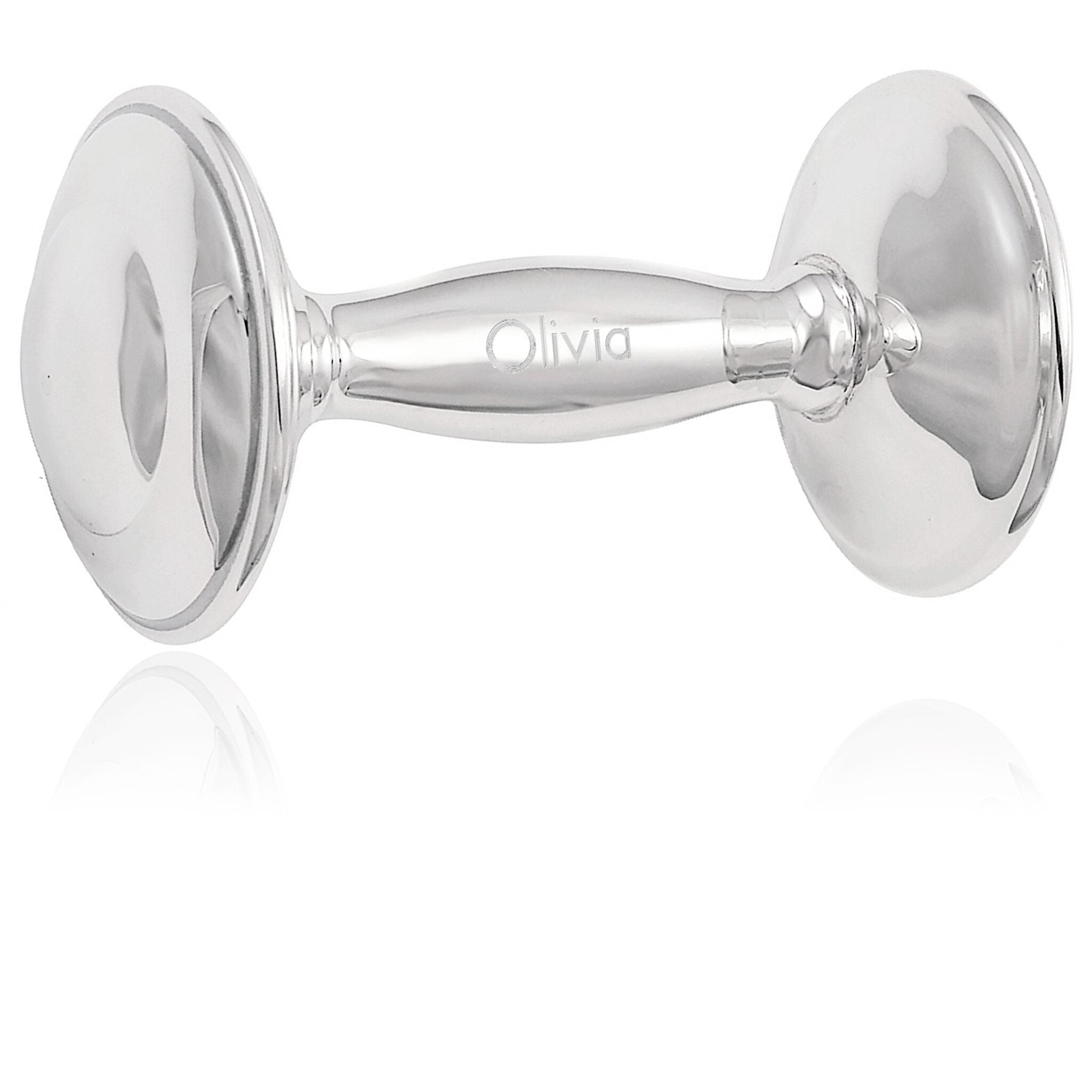 Cunill Plain Sterling Silver Baby Barbell Rattle — additional view