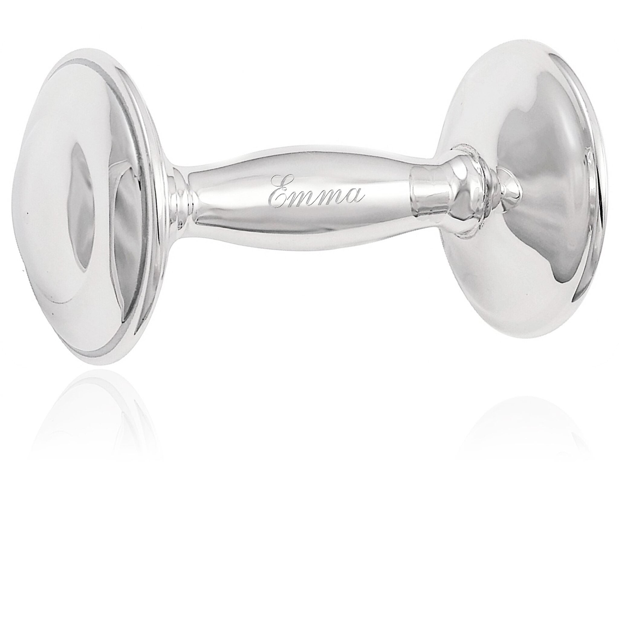 Cunill Plain Sterling Silver Baby Barbell Rattle — additional view