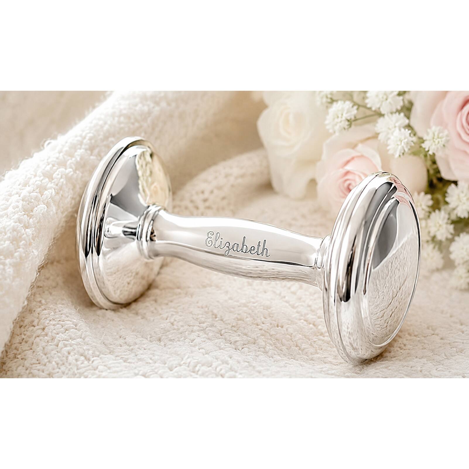 Cunill Plain Sterling Silver Baby Barbell Rattle — additional view