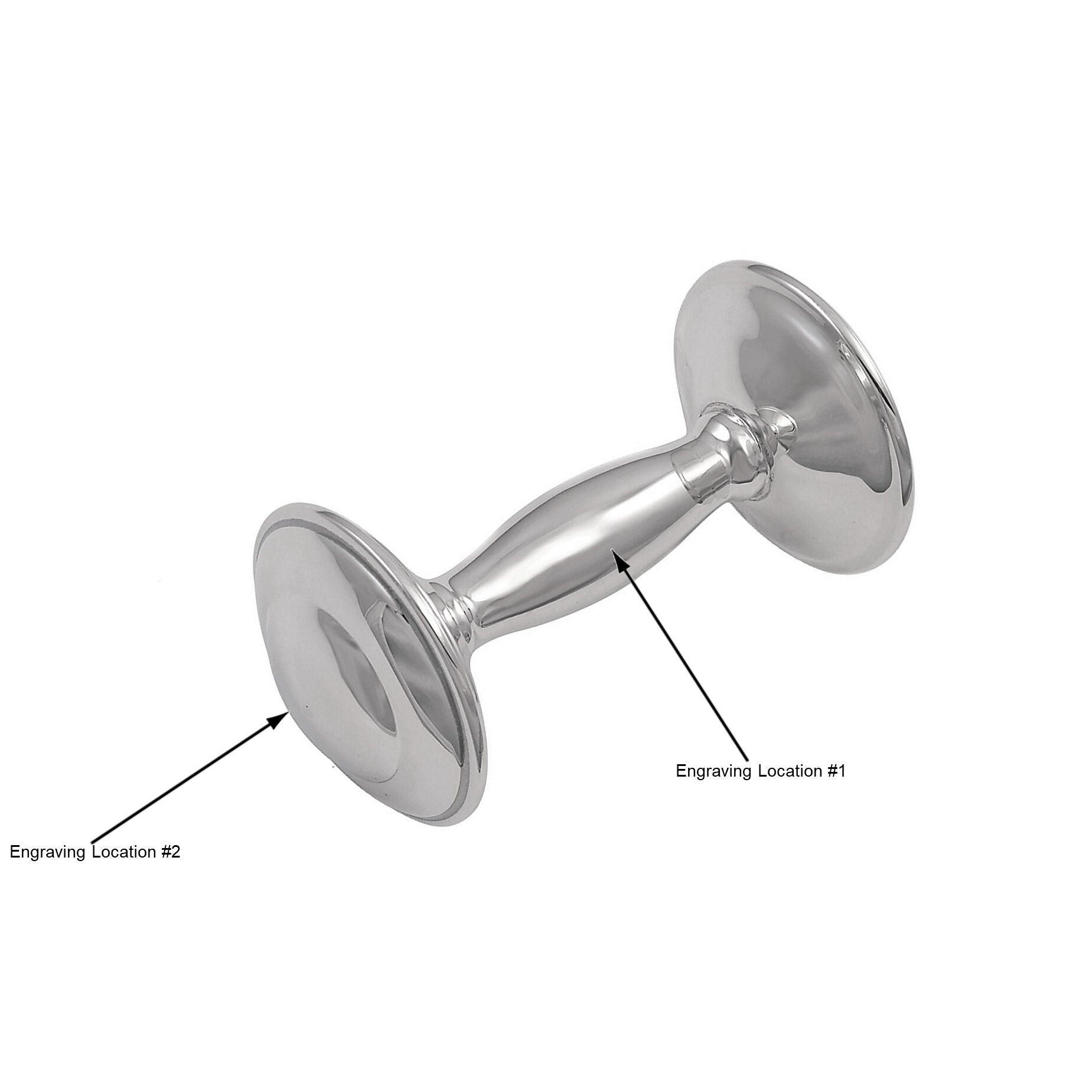 Cunill Plain Sterling Silver Baby Barbell Rattle — additional view