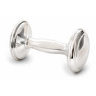 Cunill Plain Sterling Silver Baby Barbell Rattle, sterling silver baby rattle, on a white background