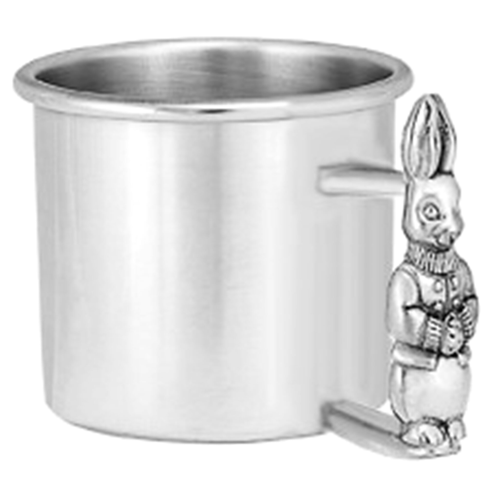 Cunill 'Rabbit' Pewter Baby Cup, pewter baby cup, on a white background