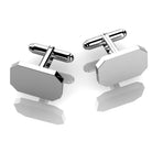 Cunill Rectangle Edged Sterling Silver Cufflink, sterling silver cufflink, on a white background