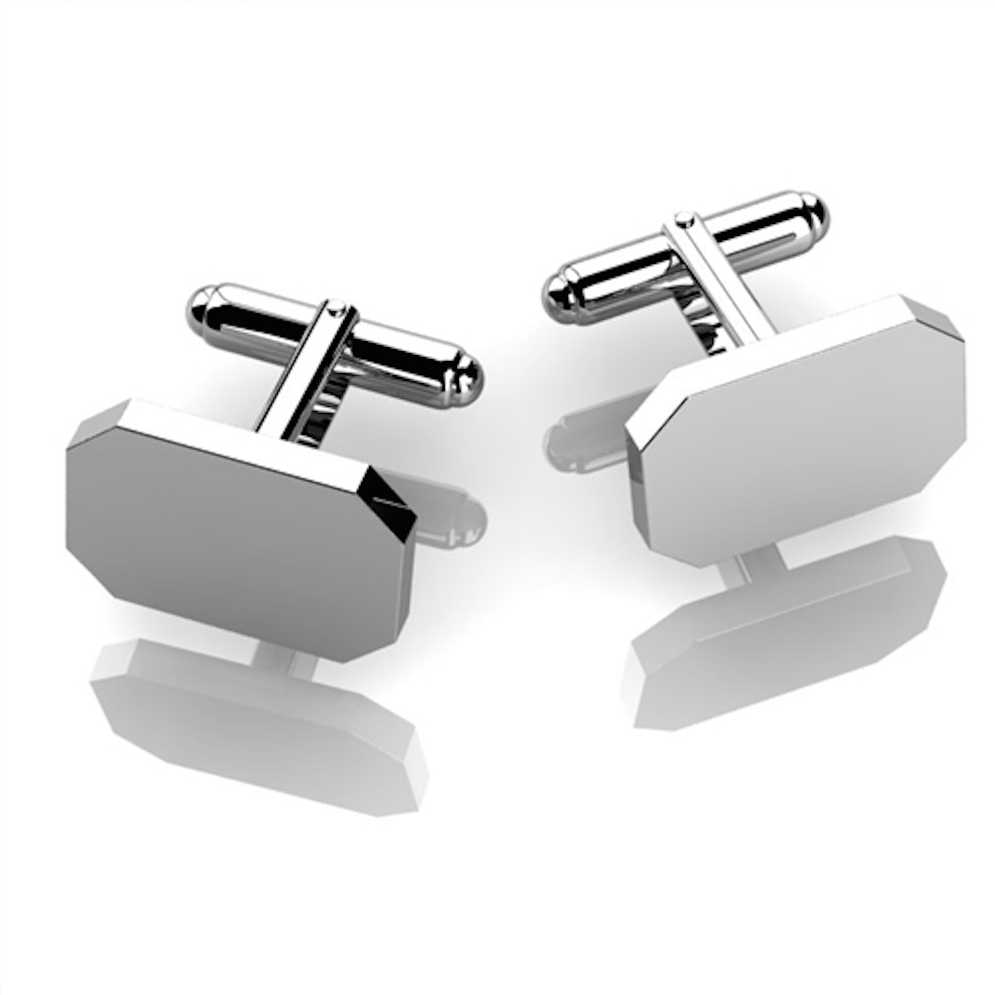Cunill Rectangle Edged Sterling Silver Cufflink, sterling silver cufflink, on a white background
