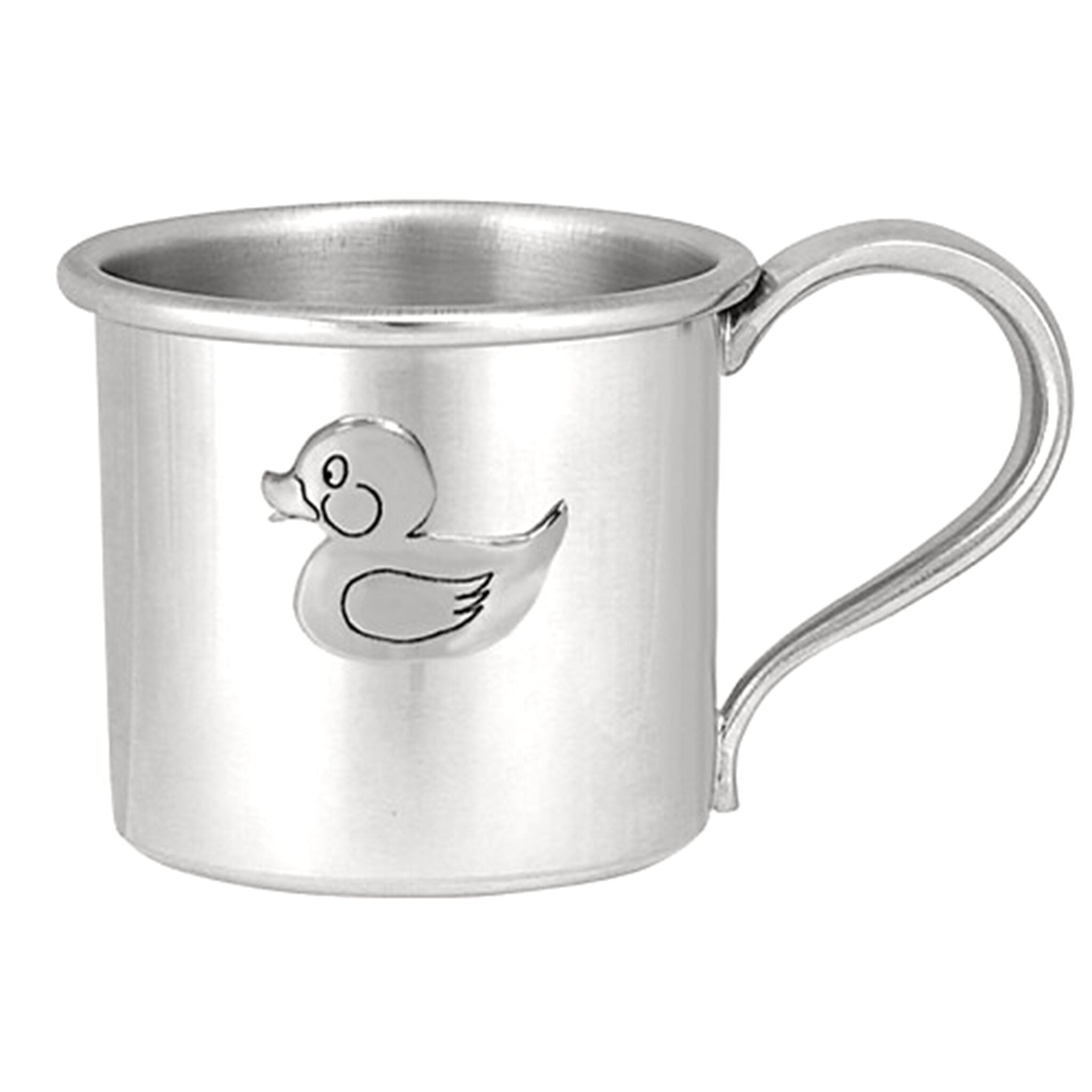 Cunill 'Rubber Ducky' Pewter Baby Cup, pewter baby cup, on a white background