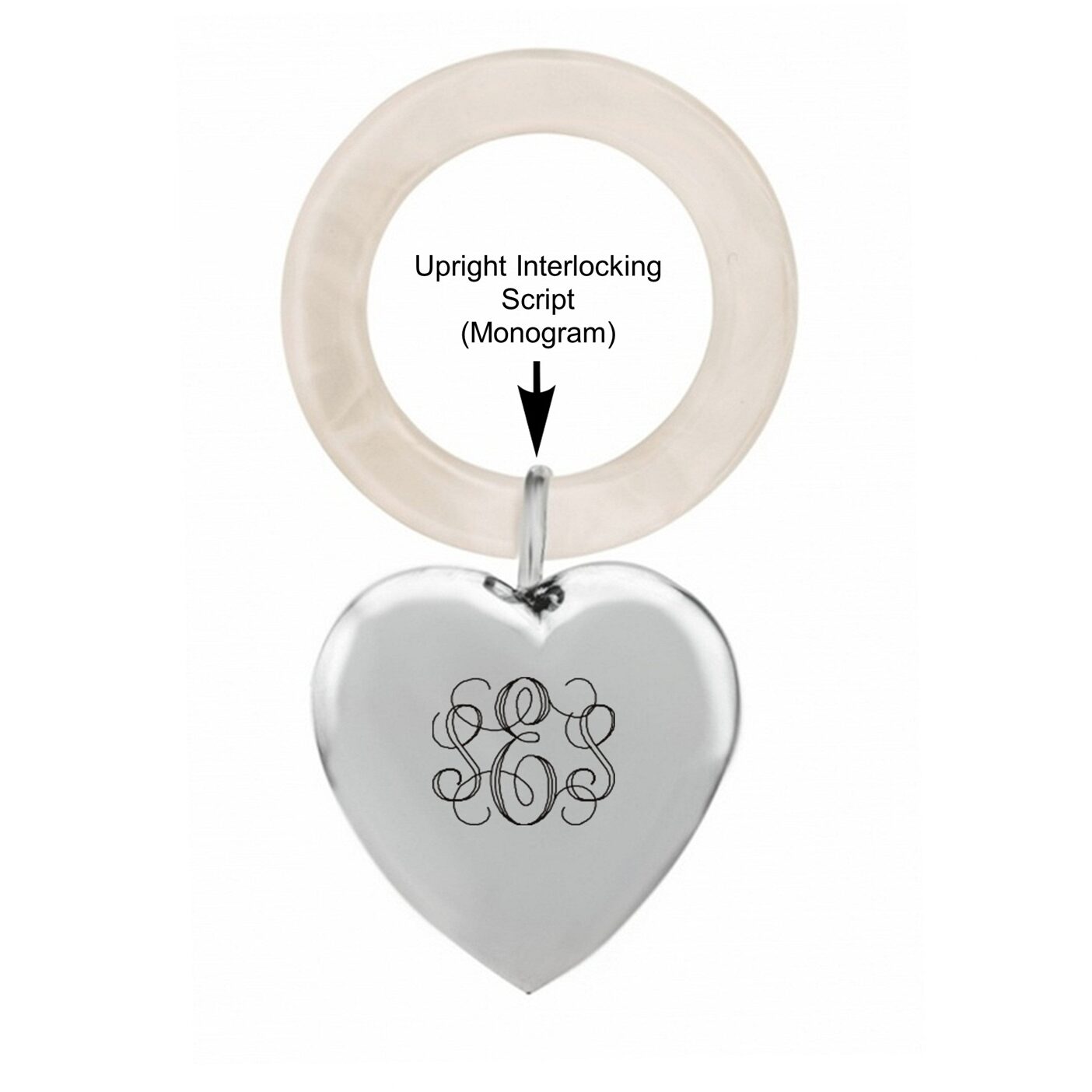 Cunill Sterling Silver Heart Rattle-Teething Ring — additional view