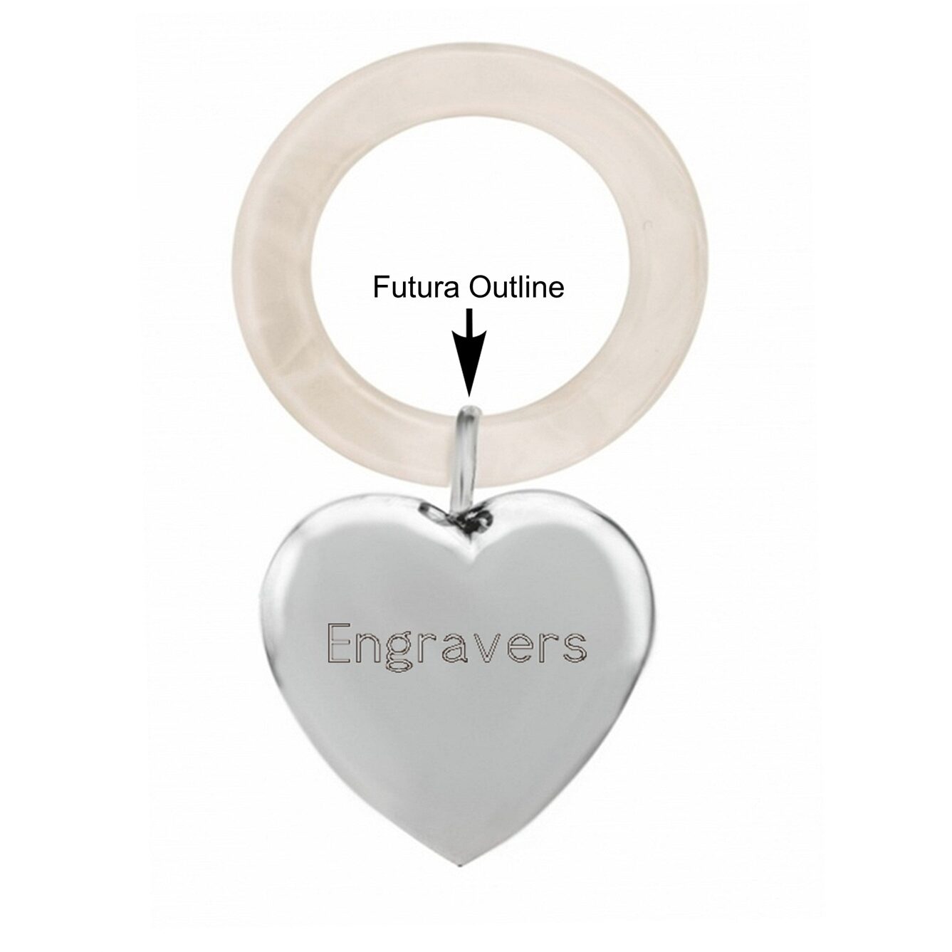 Cunill Sterling Silver Heart Rattle-Teething Ring — additional view