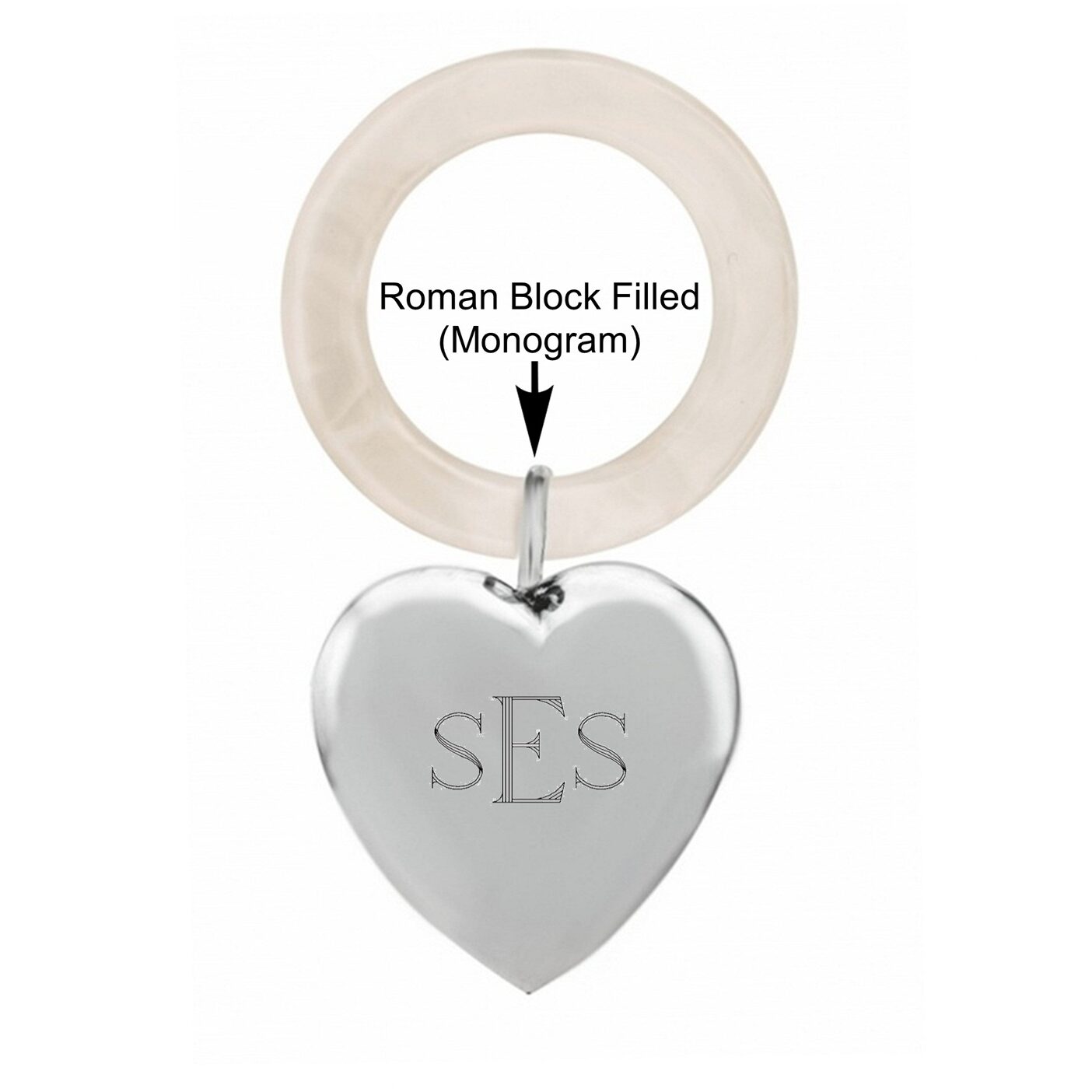 Cunill Sterling Silver Heart Rattle-Teething Ring — additional view