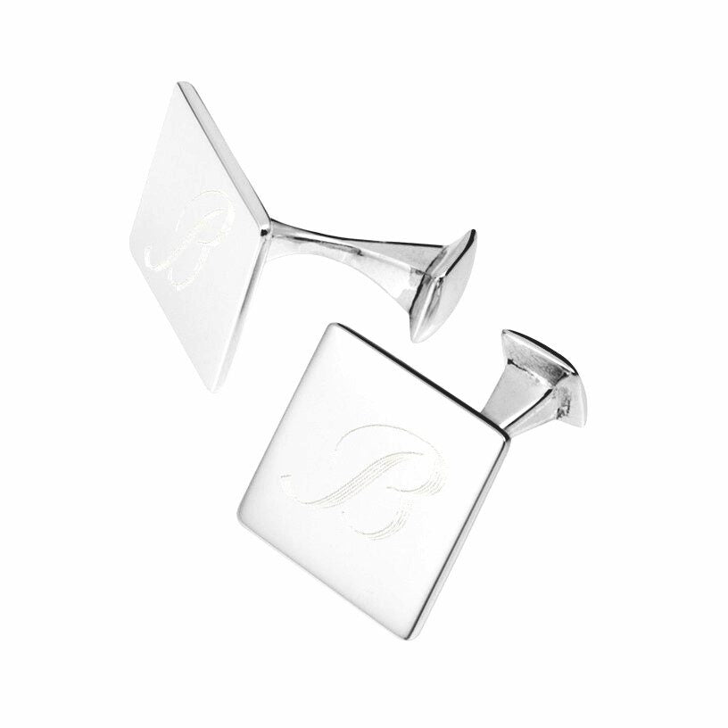 Cunill Sterling Silver Square Cuff Links, sterling silver cufflink, on a white background