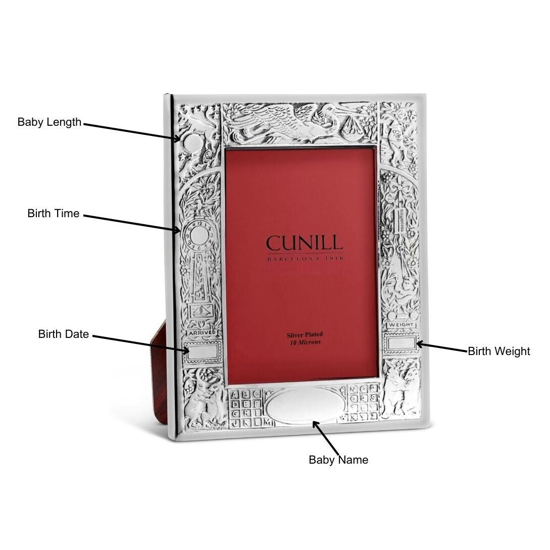 Cunill Stork Sterling Silver Overlay 3x5 Birth Record Frame — additional view