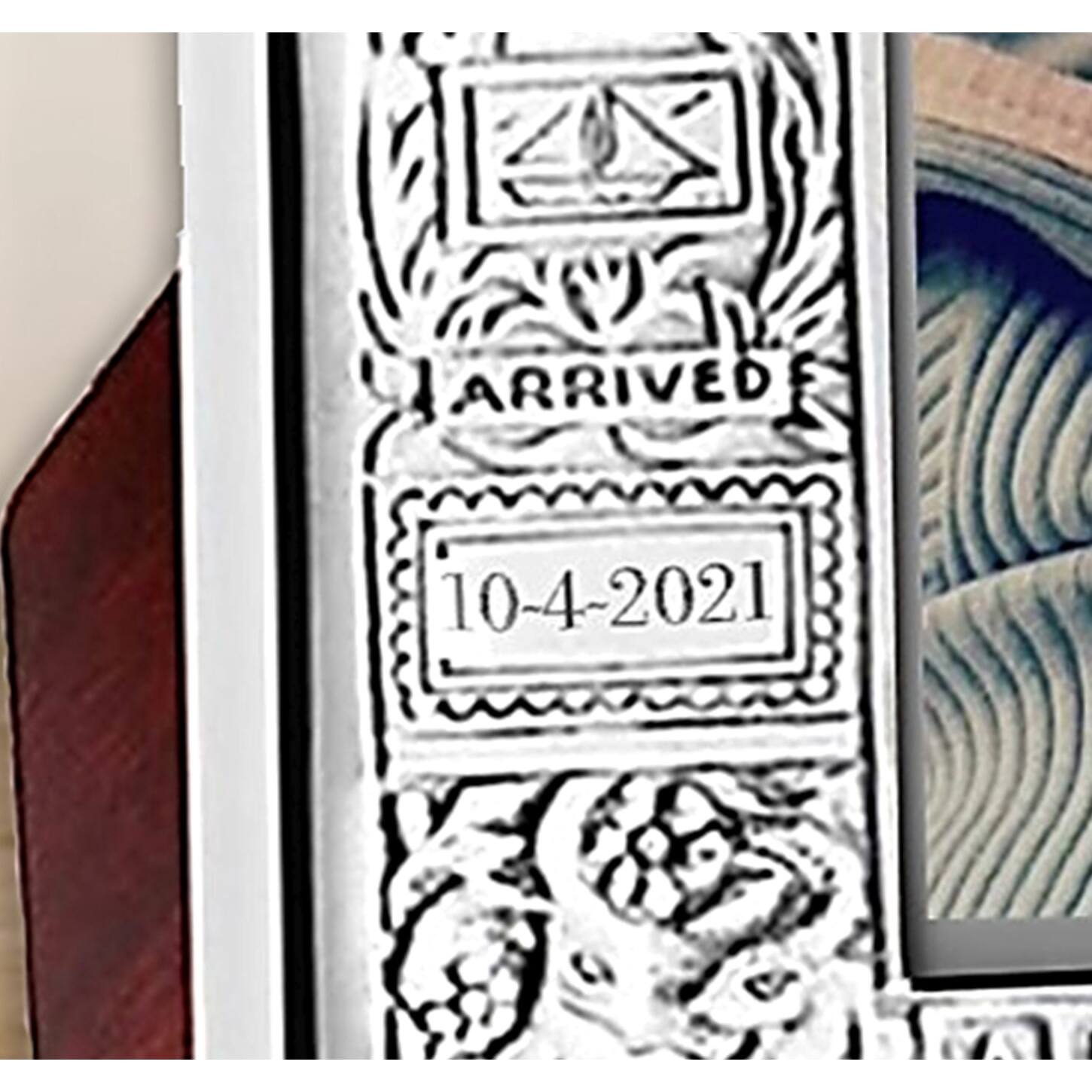 Cunill Stork Sterling Silver Overlay 3x5 Birth Record Frame — additional view