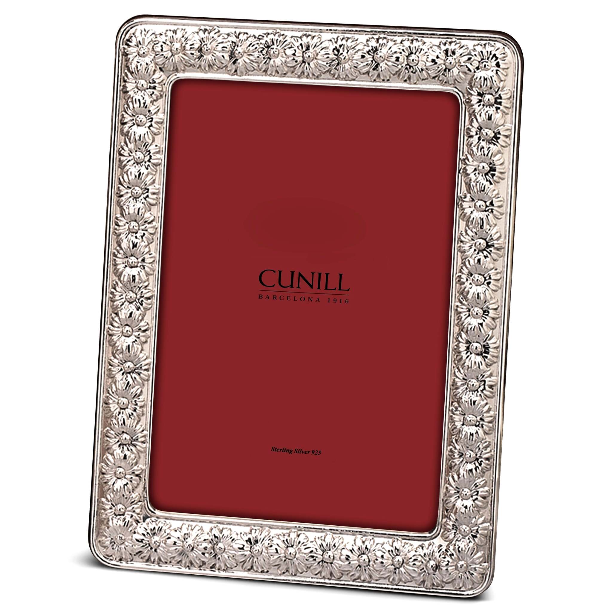 Cunill 'Sunflowers' 4x6 Non-Tarnish Sterling Silver Picture Frame, sterling silver picture frame, on a white background