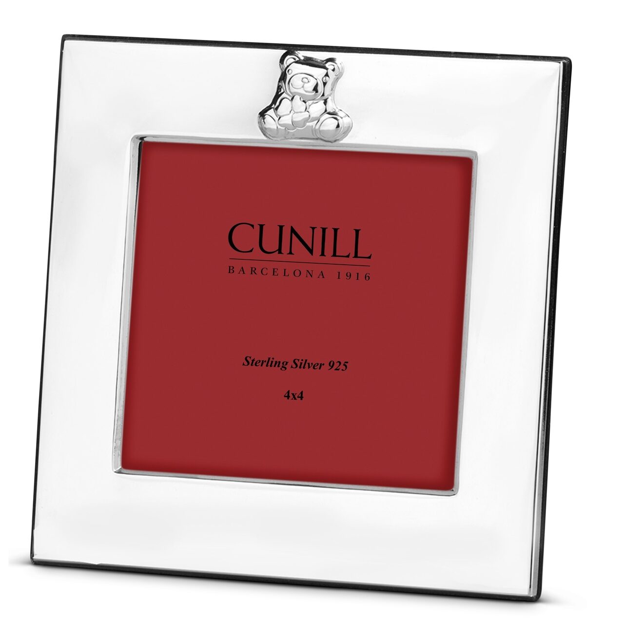 Cunill Teddy Sterling Silver 4x4 Picture Frame, sterling silver picture frame, on a white background