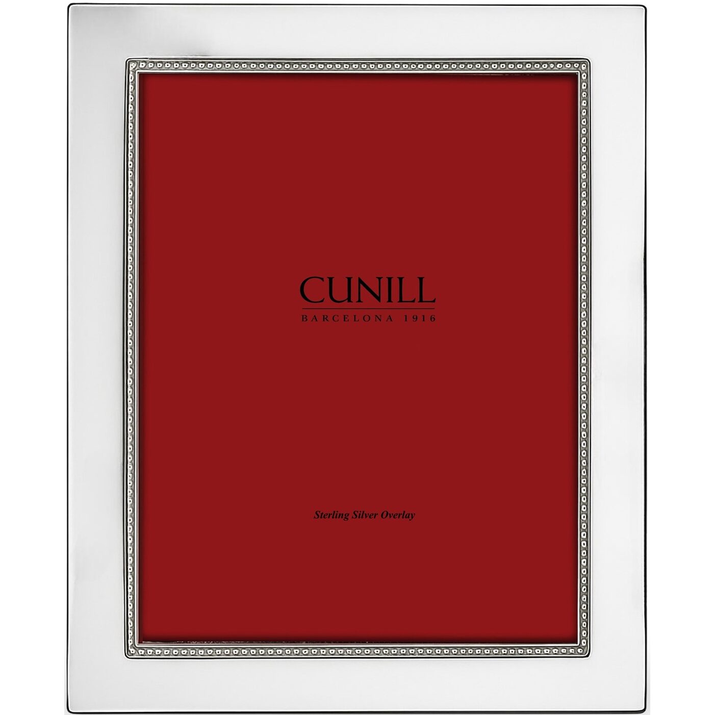 Cunill Tiffany Bead Sterling Silver Overlay 5x7 Picture Frame, sterling silver picture frame, on a white background