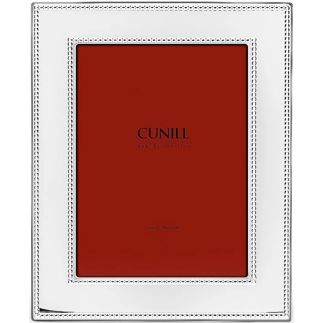 Cunill Tiffany Double Bead Non-Tarnish Sterling Silver 8x10 Picture Frame, sterling silver picture frame, on a white background