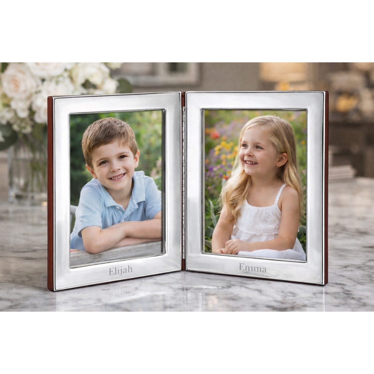 Cunill Tiffany Plain Non-Tarnish Sterling Silver Double 5x7 Folding Frame — additional view