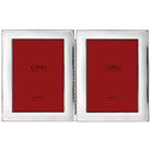 Cunill Tiffany Plain Non-Tarnish Sterling Silver Double 5x7 Folding Frame, sterling silver picture frame, on a white background