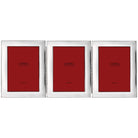 Cunill Tiffany Plain Non-Tarnish Sterling Silver Triple 4x6 Folding Frame, sterling silver picture frame, on a white background