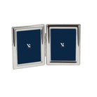 Cunill VINARD Silver Plated Beaded Double 2x3 Multi-Photo Frame, silver plated picture frame, on a white background