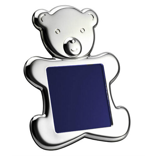 Cunill Vinard Teddy Bear Silhouette 4x4 Silver Plated Picture Frame, silver plated picture frame, on a white background