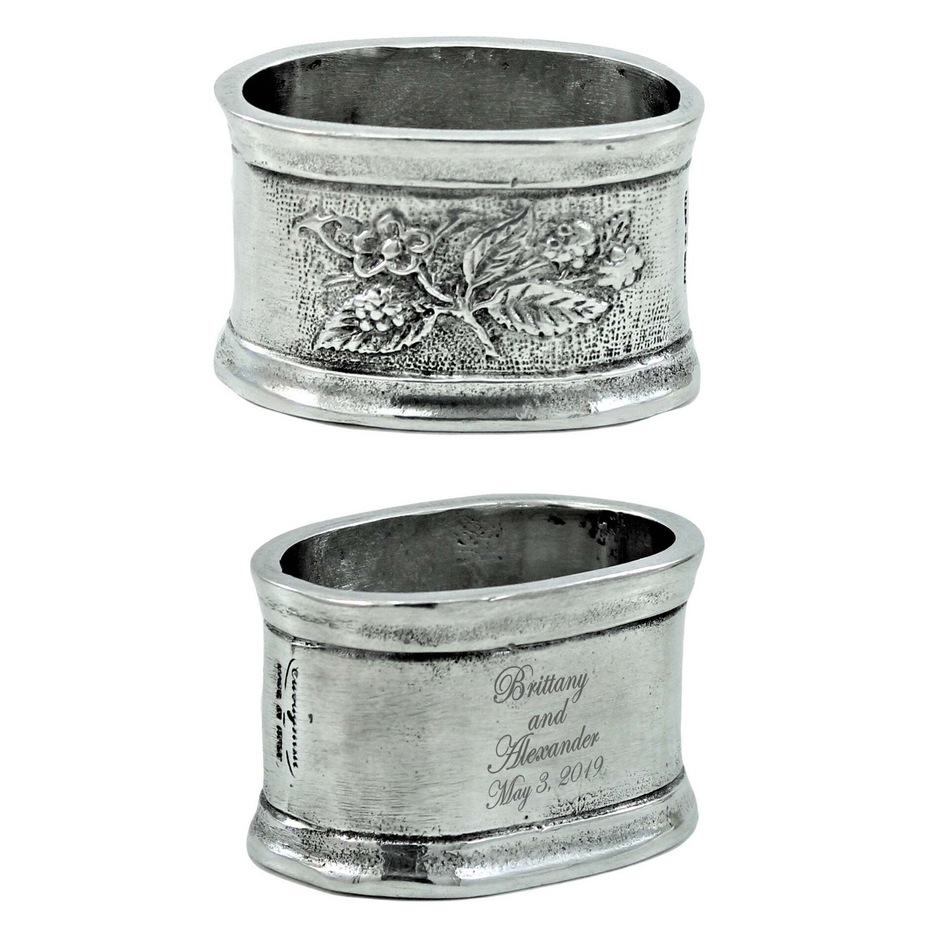 Cunill Vintage Fruit Pewter Engravable Napkin Rings Set of 6 — additional view
