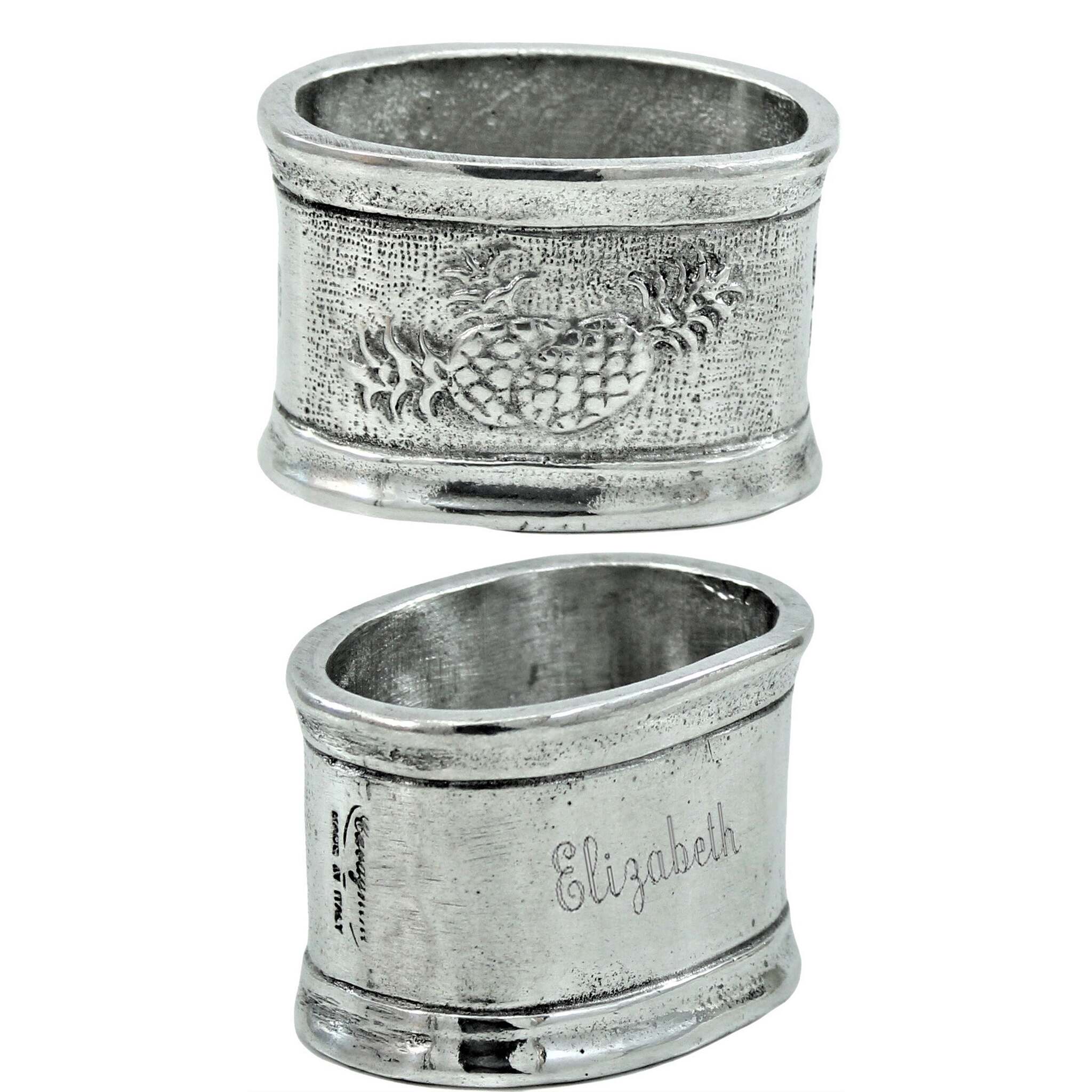 Cunill Vintage Fruit Pewter Engravable Napkin Rings Set of 6 — additional view