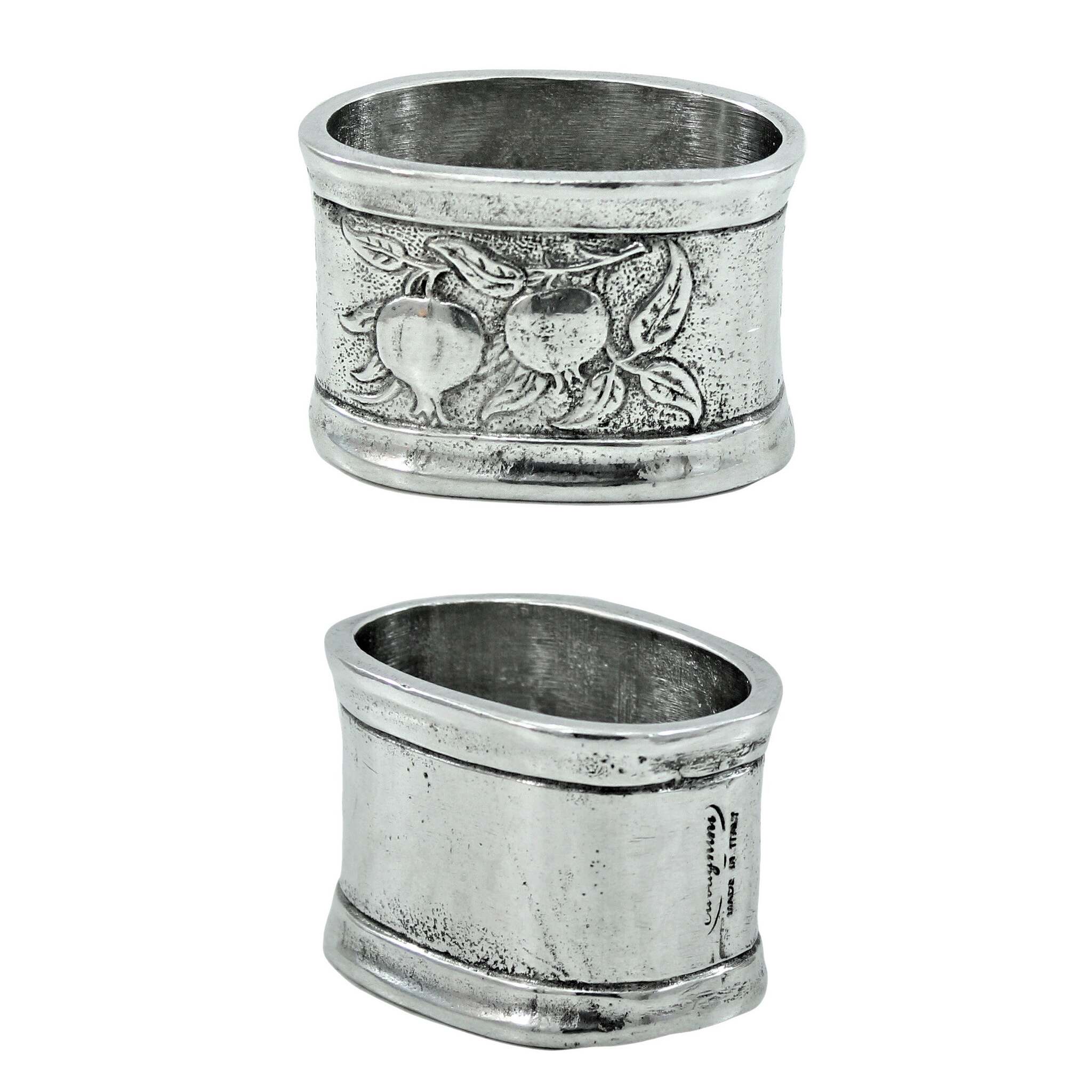 Cunill Vintage Fruit Pewter Engravable Napkin Rings Set of 6 — additional view