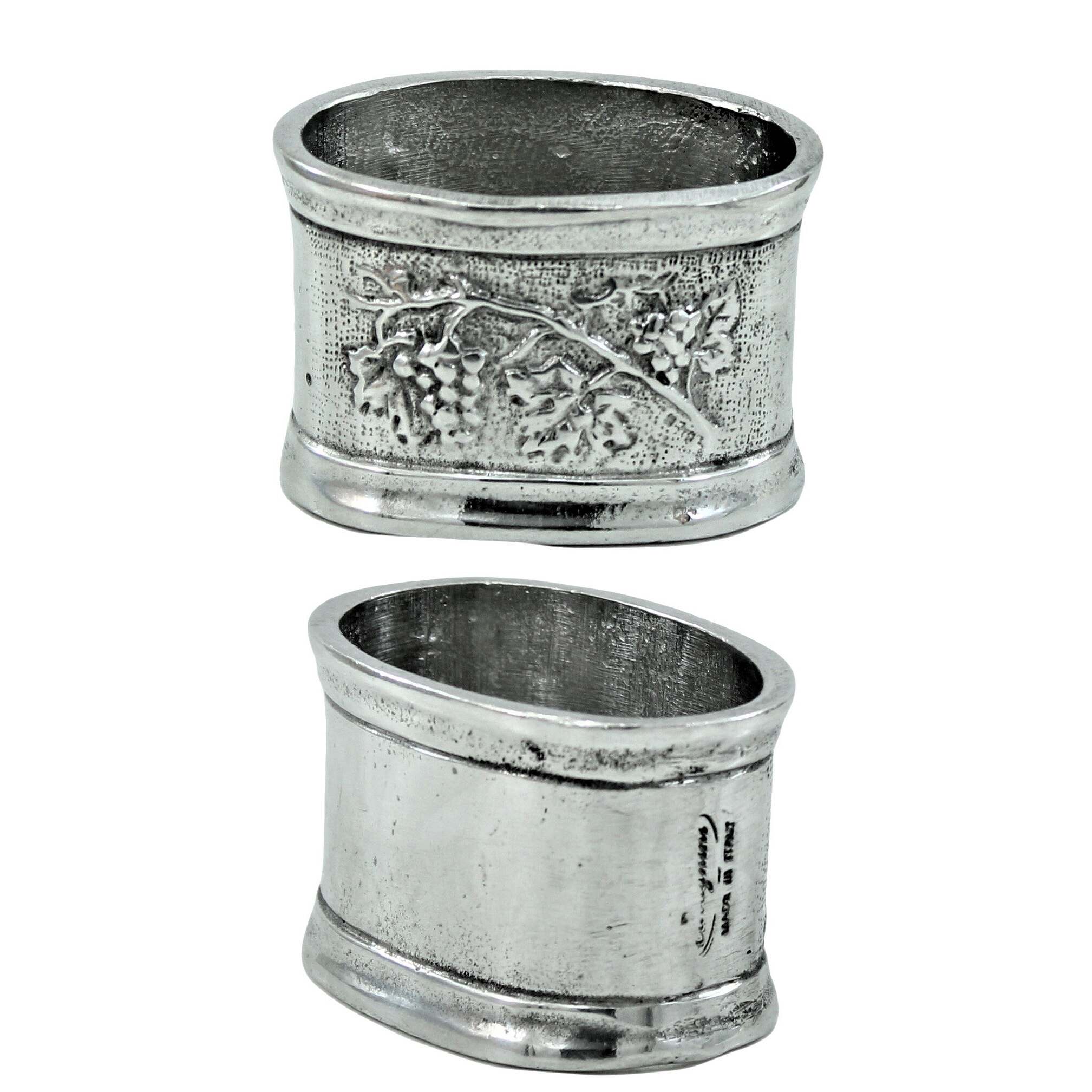 Cunill Vintage Fruit Pewter Engravable Napkin Rings Set of 6 — additional view